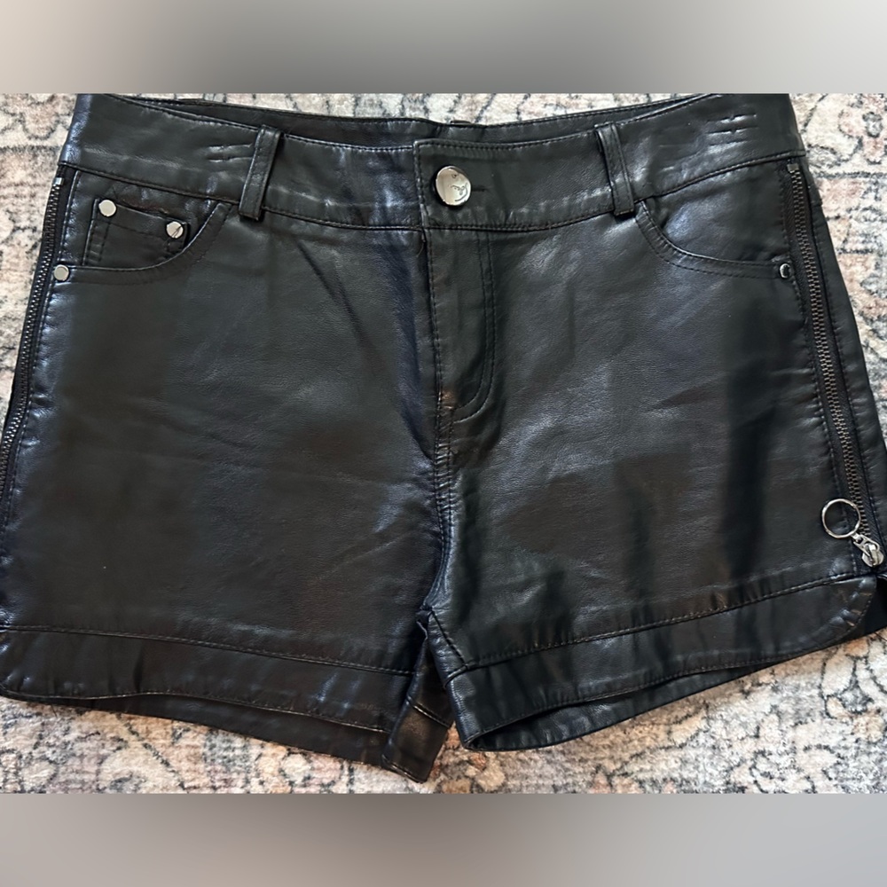 Black Leather Women's Shorts